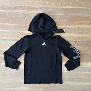 Boys black adidas logo hooded sweatshirt size 5 nwt